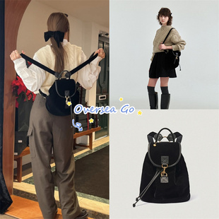 国内现货 The barnnet 2023新款fever同款八奶黑色丝绒双肩背包女