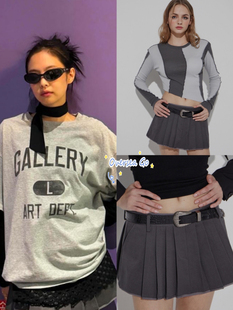 现货GATELESS 金智妮 JENNIE同款 辣妹风百褶裙半身裙短裙网球裙