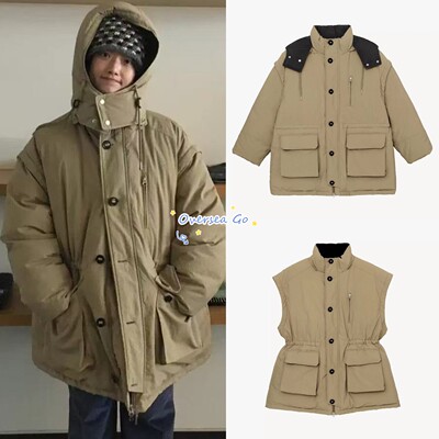 多穿法可拆卸袖子羽绒服外套