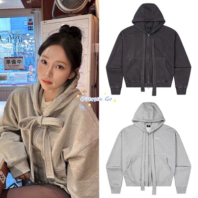 现货  vestirya 26春季新款 韩系宽松休闲百搭连帽系带卫衣外套女