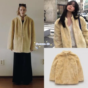 时尚 fever同款 毛绒立领羊羔毛皮草夹克外套女 FARVEN 现货秒发