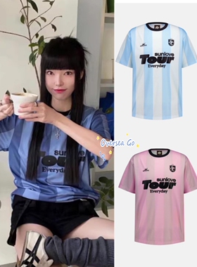 现货 sunlove 24新款 字母图案宽松休闲圆领短袖T恤球衣 男女同款