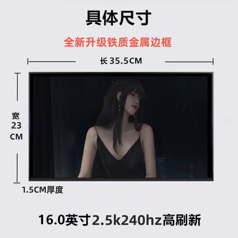 2.5K 240HZ 16인치 SAVIOR R9000P 동일한 스타일 100% SRGB 500NIT 보조 화면 휴대용 모니터