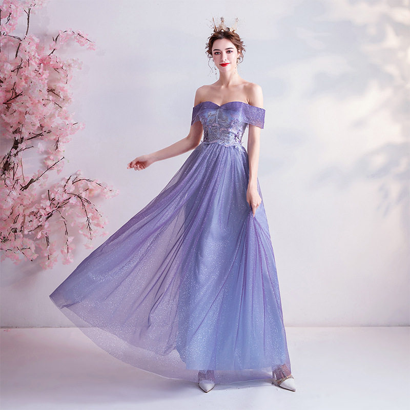 时尚舒适紫色新娘结婚敬酒服2026新款晚宴年会婚纱礼服主持礼服