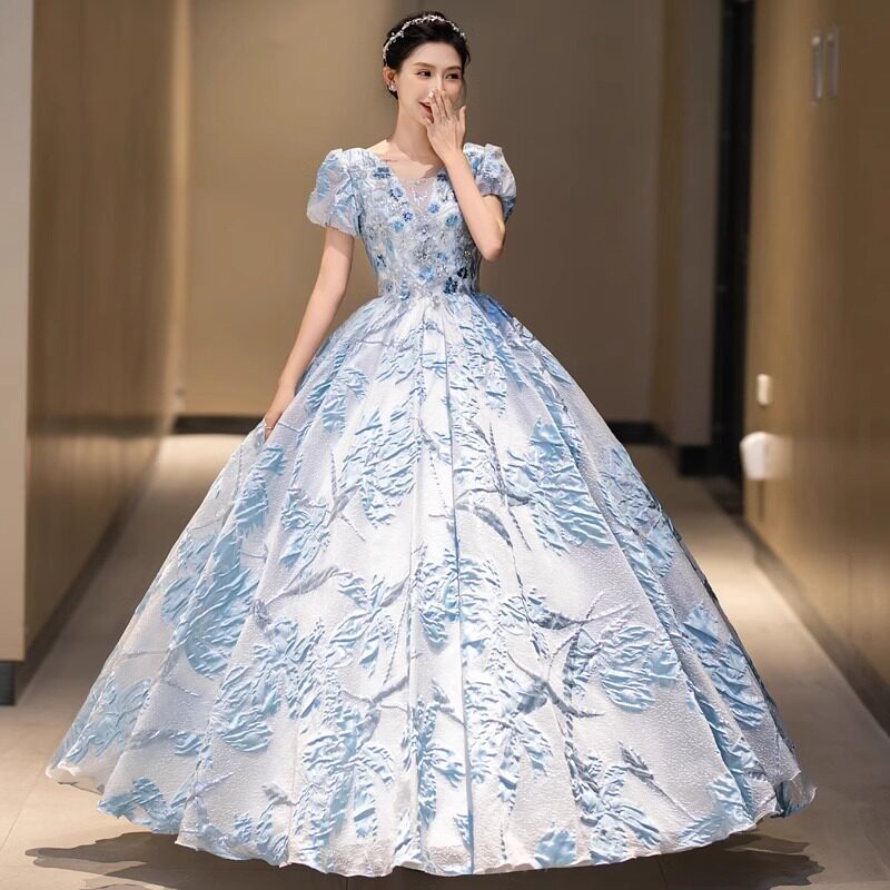 彩纱独唱蓬蓬裙2026新款演出礼服学生声乐艺考表演年会主持秋季
