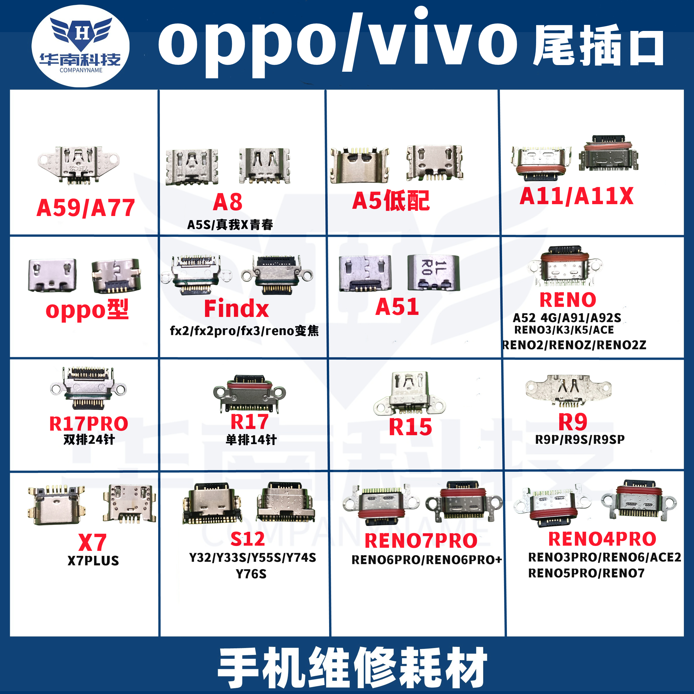 通用安卓尾插接口大全OPVI