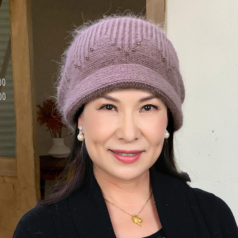 堆堆帽女中老年人包头加绒加厚