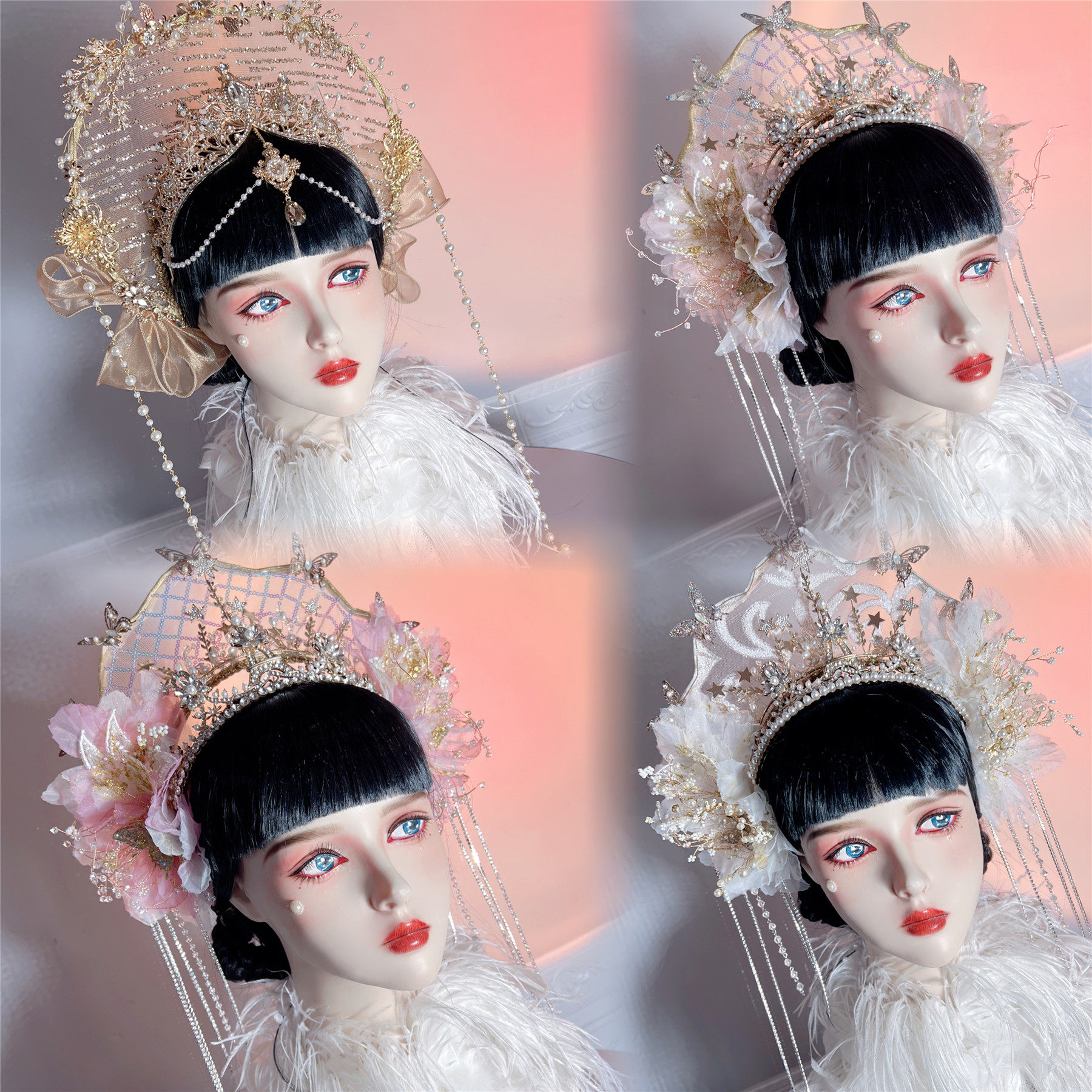 影楼摄影浪漫写真超仙唯美蝴蝶头饰新娘婚纱演出走秀比赛发饰