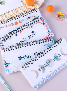 桌面小清新花环可撕周计划日程本便携式planner线圈上翻记事本
