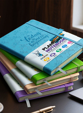 亚马逊a5英文绑带日程规划本每日计划笔记本周月计划记事本子