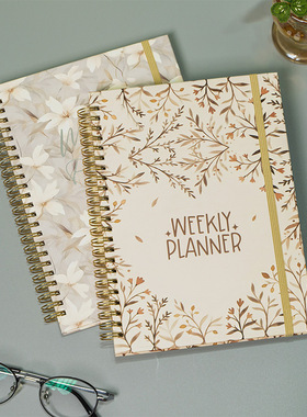 跨境a5线圈本52周英文计划本weekly planner手账本2026日程本子