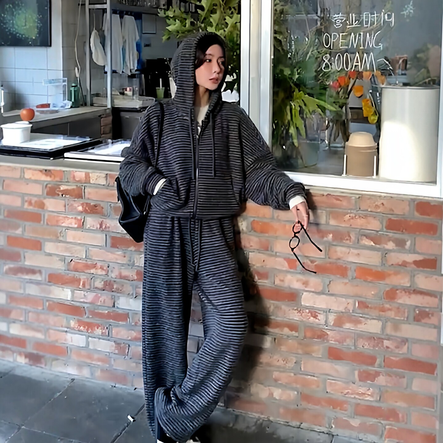 炸街运动服套装女春秋宽松显瘦韩版时尚卫衣休闲两件套跑步ins潮