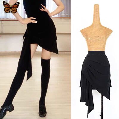 舞者拉丁舞裙抽皱飘带不