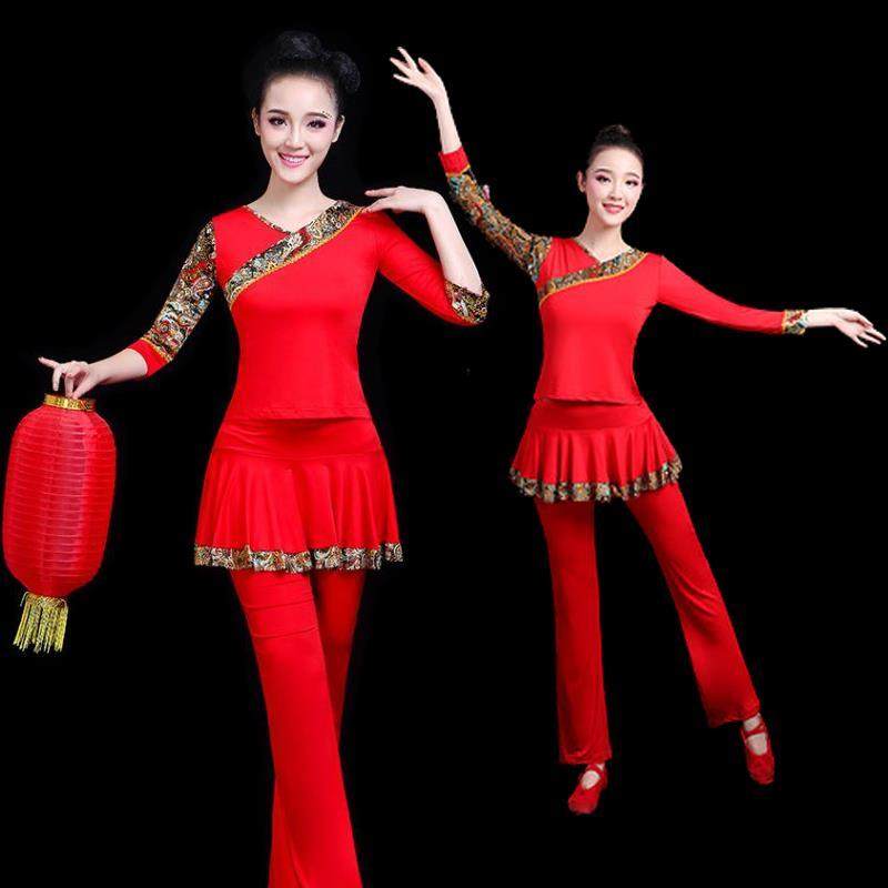 正大红广场舞跳舞服装新