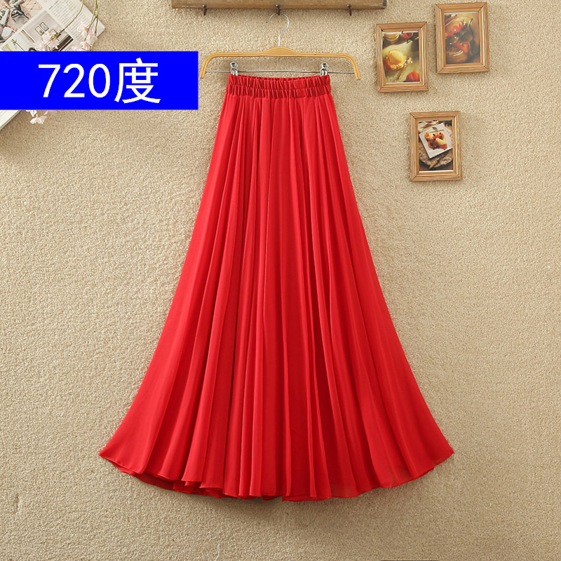 720度大摆雪纺舞蹈裙半身