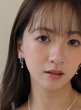 est studio小众设计感紫色锆石星星925银耳钉女冷淡风高级感耳环