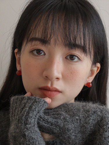 小众复古红玛瑙女925银针耳钉
