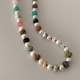est studio原创设计天然彩色算盘珠淡水珍珠项链小众串珠锁骨链