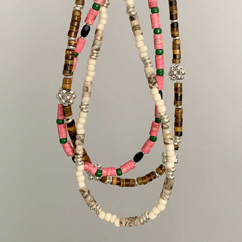 原创设计天然石撞色手工串珠项链
