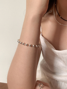 est studio小众简约925银圆珠手链女ins博主同款气质银球手串手饰