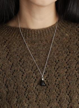 est studio小众冷淡风滴釉黑色爱心项链女简约设计感铜镀银毛衣链