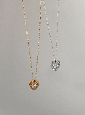 est studio小众简约设计爱心单钻925银项链女精致百搭锁骨链颈链