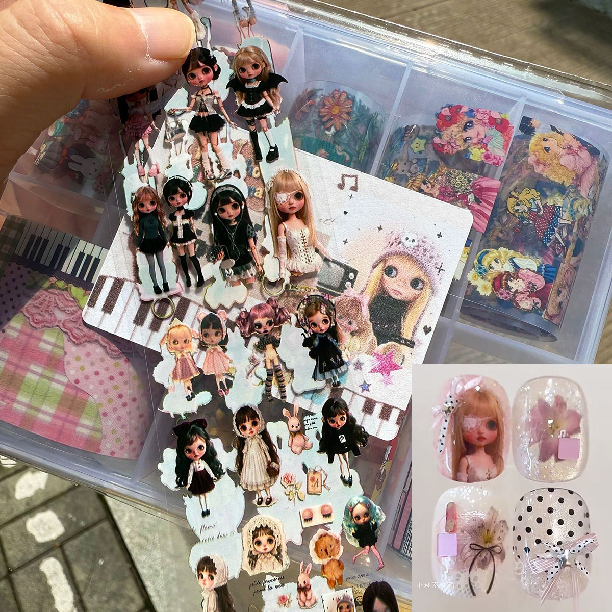 古早梦核小布转印纸韩系百合花拼布蕾丝y2k千禧亚文化美甲转印纸图片