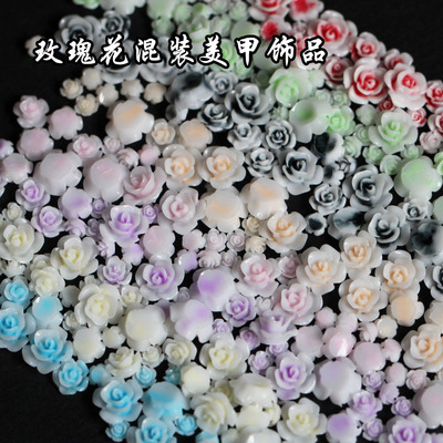 玫瑰花指甲树脂山茶花美甲装饰品