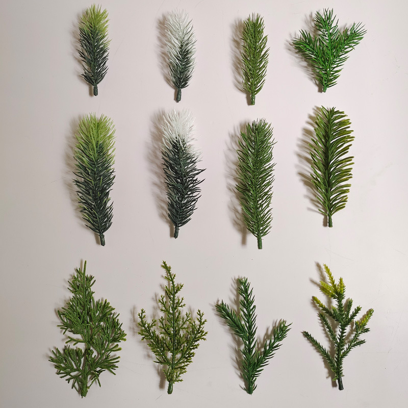 仿真松针圣诞节气氛布置绿植圣诞花环水草摆饰装饰配件人造PE松枝