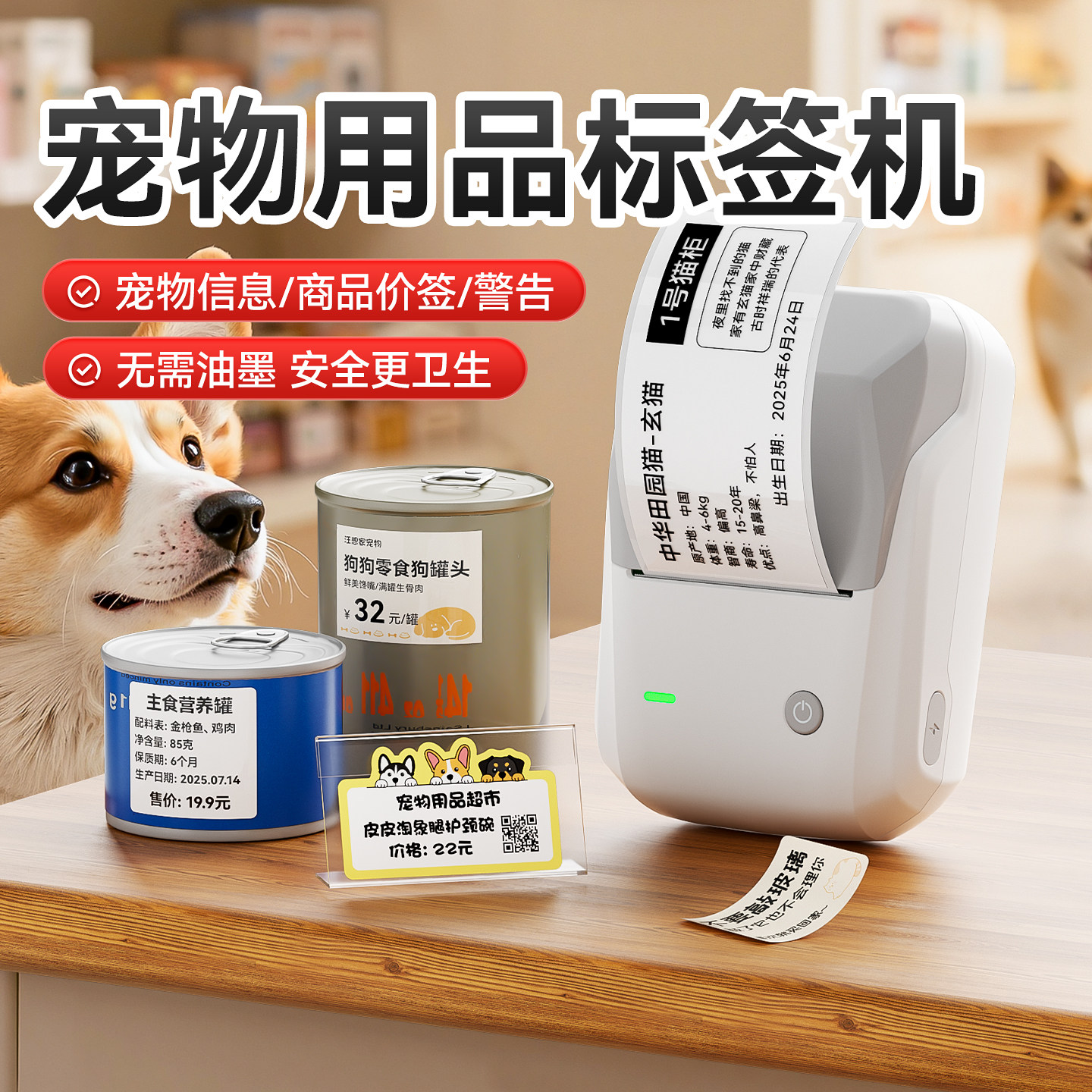 精臣B1宠物店价格标签打印机宠物用品货架价格狗狗零食猫条猫粮狗粮防水手工食品彩色定制贴纸不干胶标签机,办公设备/耗材/相关服务,家用标签机,淘宝优惠券,粉丝福利购,淘宝优惠卷