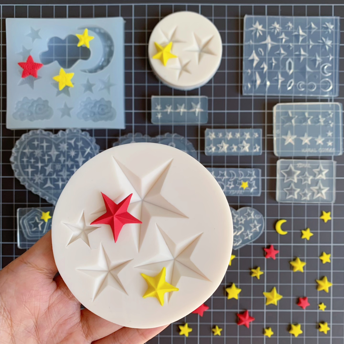 手工DIY迷你月亮星星云朵五角星四角星宝石粘土uv胶滴胶硅胶模具