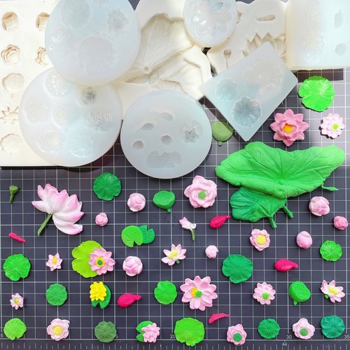 荷花荷叶莲蓬中国风硅胶模具