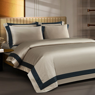 轻奢140支色织提花四件套高端匹马长绒棉裸睡床品套件亲肤全棉