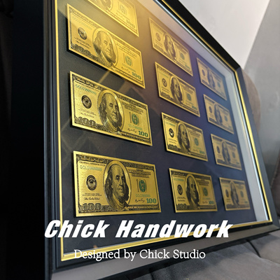 【Chick Studio】创意金箔美金礼品收藏送朋友同事礼物彩色美元