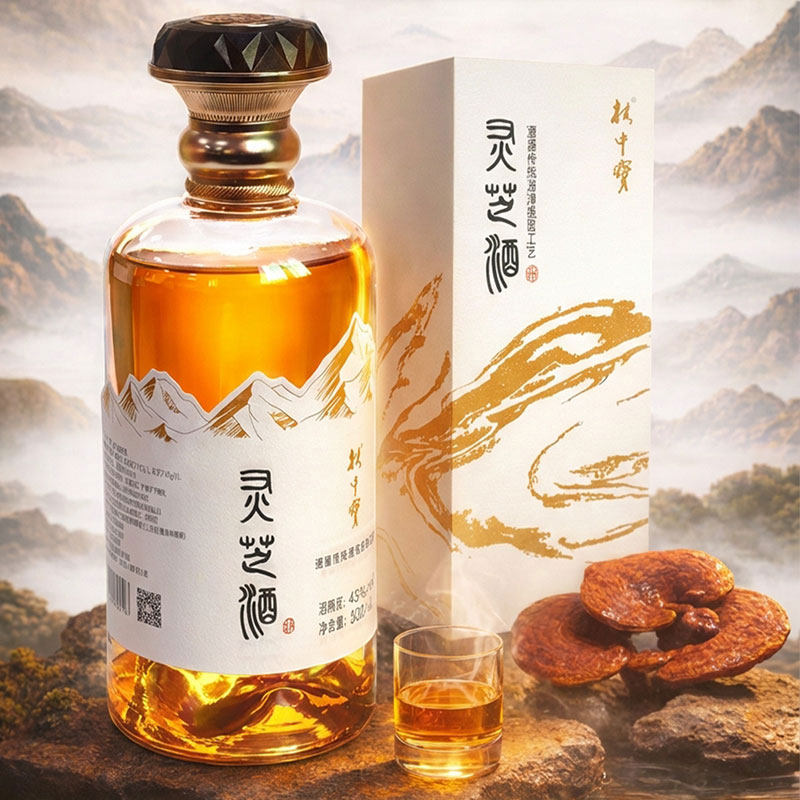 林中宝灵芝酒43度500Ml/瓶男人送礼高级感礼盒装滋补养生酒