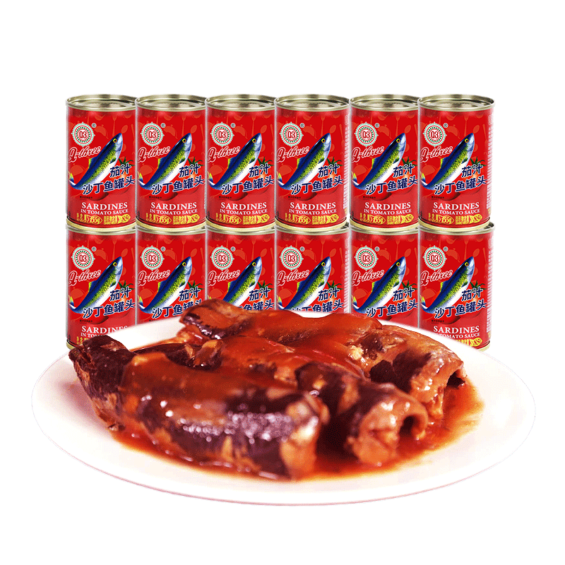 Q3 茄汁沙丁鱼罐头155g*12罐组合 即食罐头酸甜拌饭熟食即食海鲜