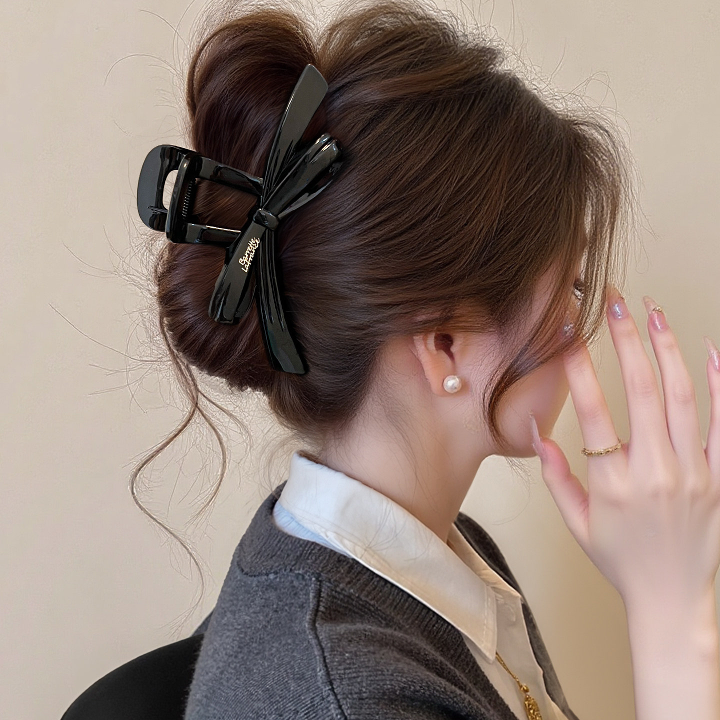 韩国字母蝴蝶结发夹抓夹女2024新款气质百搭后脑勺大号盘发鲨鱼夹,饰品/流行首饰/时尚饰品新,发饰,淘宝优惠券,粉丝福利购,淘宝优惠卷