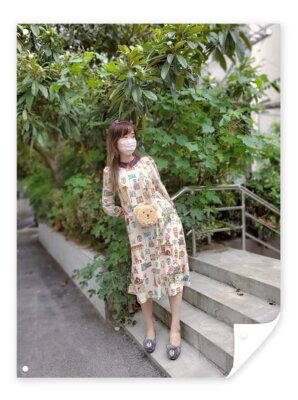 长袖连衣裙宽松卡通童趣泰迪熊