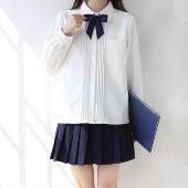 春夏季 原创蝶刺绣风琴基础款 日系学院风现货发 长短袖 jk奶白色衬衫