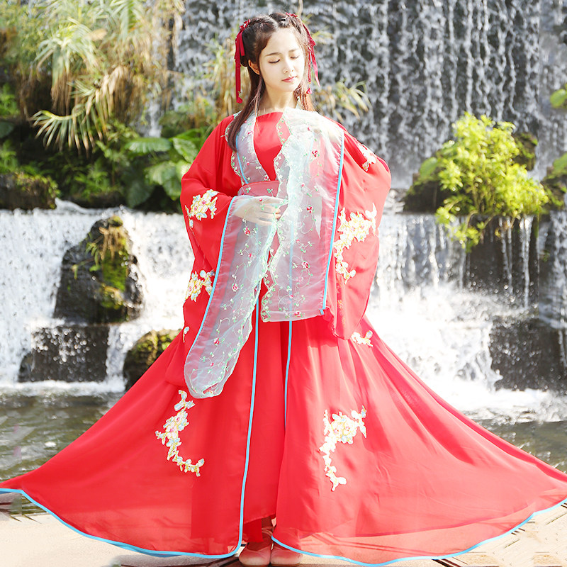 古代服装汉服成人儿童仙女清新淡雅广袖襦裙宫廷中长款披风2019