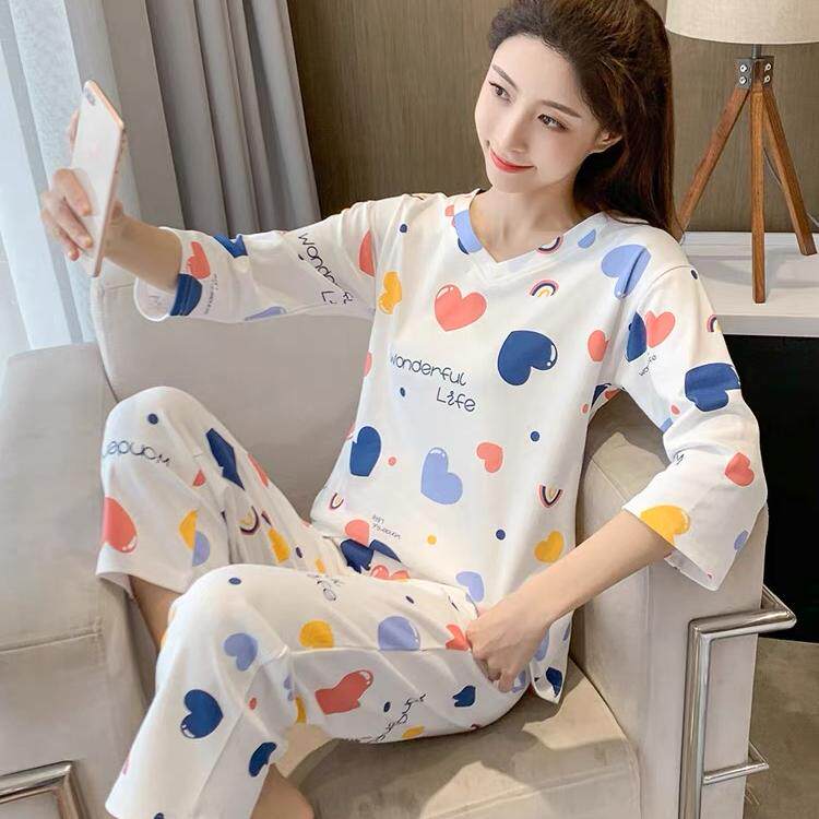 新品睡衣女春夏季韩版家居服套装