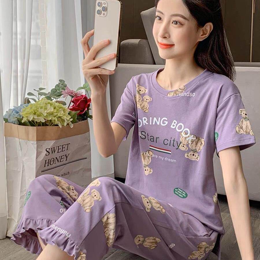 卡通可爱短袖七分裤家居服套装