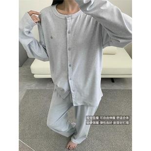 超好看 韩系睡衣套装女秋冬新款磨毛保暖亲肤柔软圆领开衫家居服