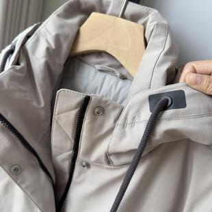 压胶锁绒 90白鸭绒 冬季 男士 加厚连帽羽绒服潮 中长款 入柜牛咖