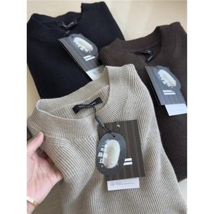 新款 秋冬 绵羊毛桑蚕丝混纺软糯舒适休闲纯色针织圆领套头毛衣男士