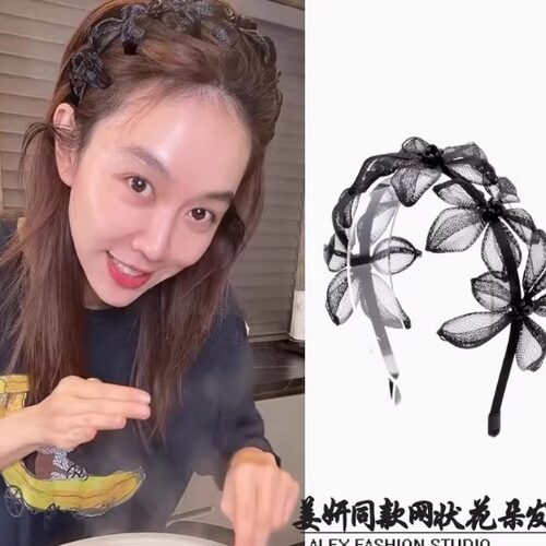 手工编织铜氨丝五朵暗夜花手工发箍日常百搭发卡头箍发饰女