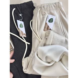 【加绒款！含醋酸羊毛！】秋冬宽松直筒长裤女加厚保暖显瘦休闲裤