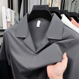 冰丝无痕短袖 领轻奢设计感休闲透气半袖 衬衫 西装 衬衣 2026新款 男士