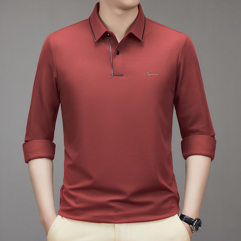 扎索长袖休闲中年无痕t恤polo衫