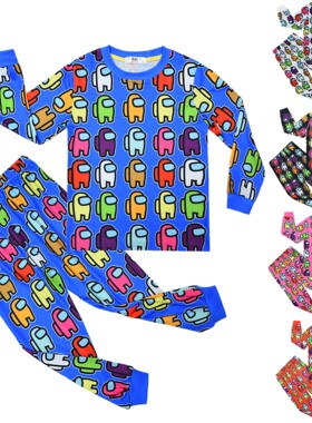 amongus衣服儿童家居服长袖两件套睡衣裤子童装太空狼人杀周边ins